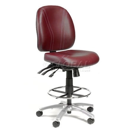 Interion By Global Industrial Interion Vinyl Stool, 8 Way Adjustable, Burgundy 250685BY